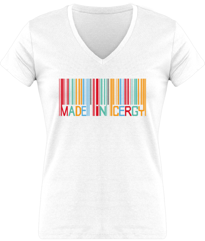 T-shirt Femmes Made in Cergy logo multicolore col V